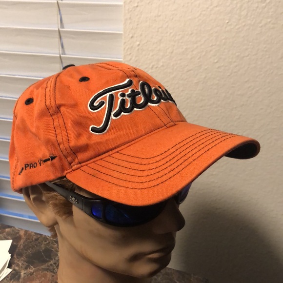 Titleist Pro V1 Men’s Orange Weather Strapback Golf Cap Adult OSFA - Picture 13 of 16